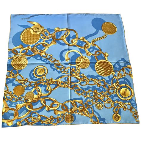 gucci scarf blue gold|Gucci women scarves on sale.